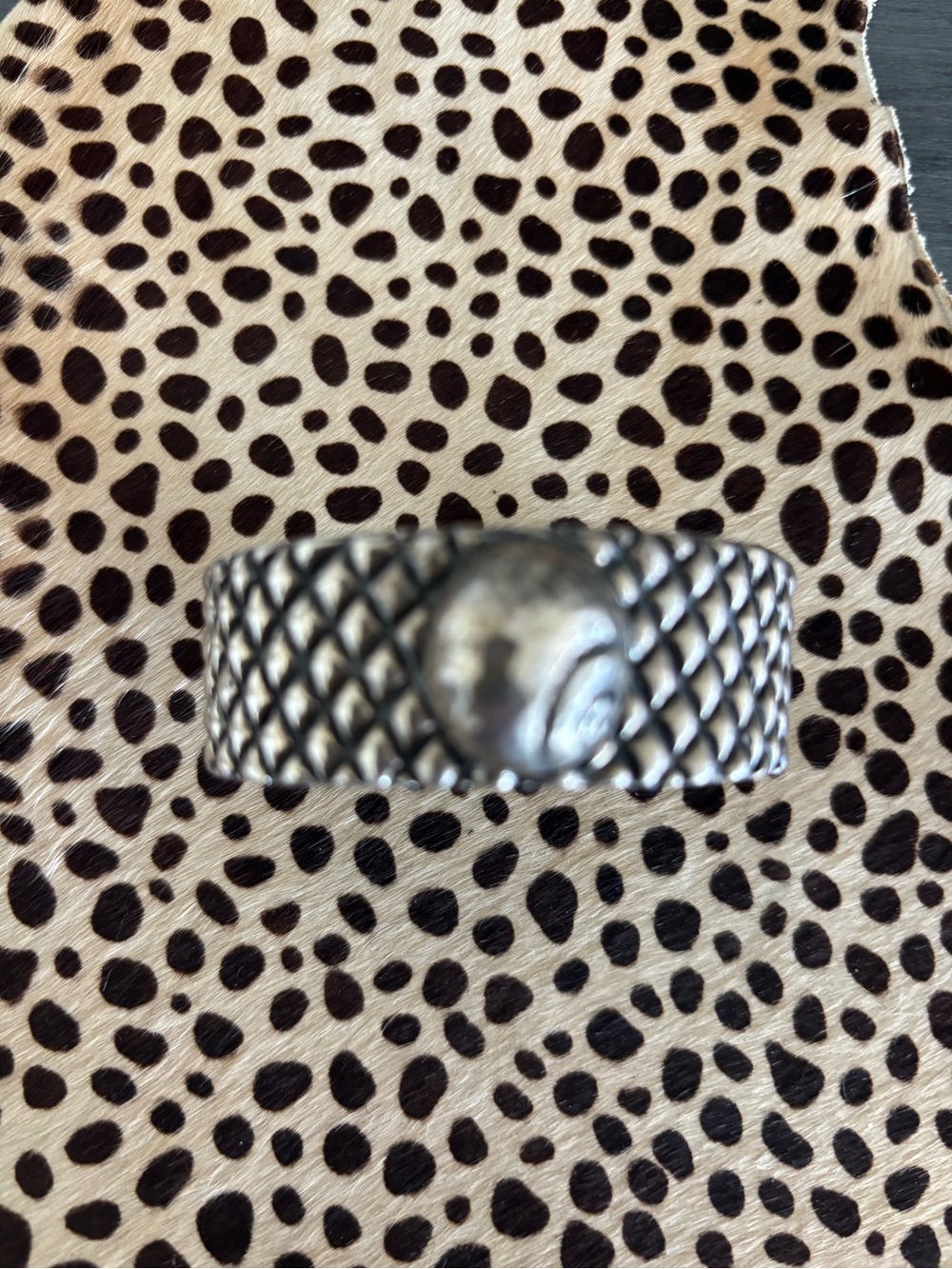 Textured Silver-Tone Wide Cuff Bracelet